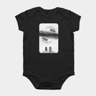 Eagle Mountain black and white photo manipulation illustration Baby Bodysuit